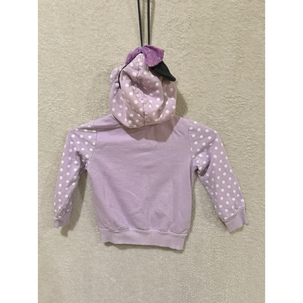 Disney Minnie Mouse Purple Full‎ Zip-Up Jacket Toddler 5T Girl Polka Dot *Flaw